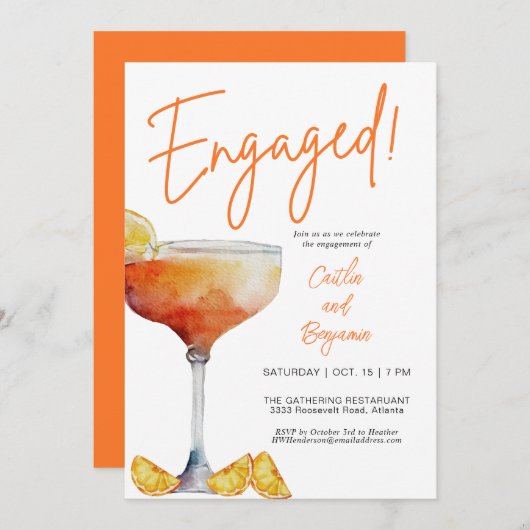 楽しいエンゲージメントパーティー 招待状 (正面/裏面)