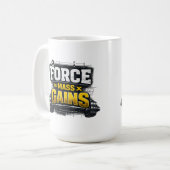 楽しいエンジニアジムTシャツ Force Mass Gains コーヒーマグカップ (正面左)