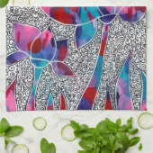 楽しいオリエンタルロータスフラワーズオリジナルアート キッチンタオル (折り畳み)