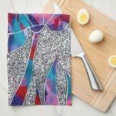 楽しいオリエンタルロータスフラワーズオリジナルアート キッチンタオル (四つ折り)