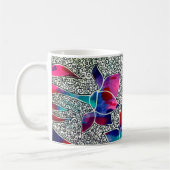 楽しいオリエンタルロータスフラワーズオリジナルアート コーヒーマグカップ (左)
