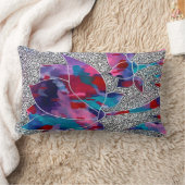 楽しいオリエンタルロータスフラワーズオリジナルアート ランバークッション (ブランケット)