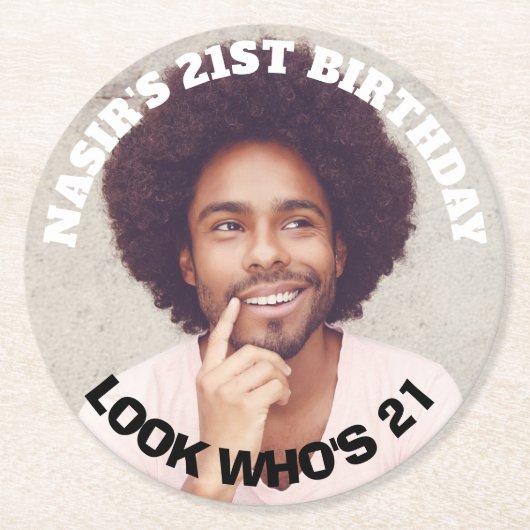 楽しいオリジナル写真の誕生日パーティー景品 ラウンドペーパーコースター (正面)