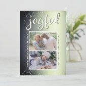 楽しいオリーブグリーンのクリスマス2枚の写真の組み合わせ シーズンカード (スタンド正面)