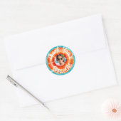 楽しいオレンジのプールパーティーのお礼 ラウンドシール (封筒)