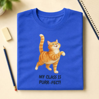楽しいオレンジの猫 私のクラスはパーフェクトな先生 Tシャツ