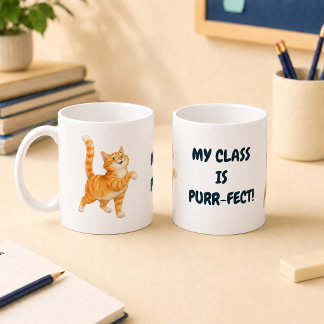 楽しいオレンジの猫 私のクラスは完璧です コーヒーマグカップ