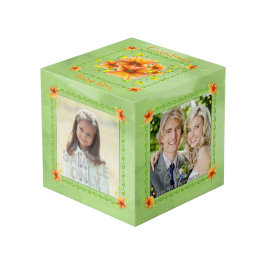 楽しいオレンジペチュニアの祖母の自慢話箱 フォトキューブ