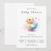 楽しいオンラインうずら赤ちゃんのお祝い 招待状 (正面/裏面)