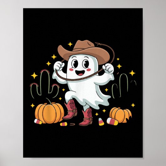 楽しいカウボーイのハロウィーン幽霊ウエスタン・オータム・ギフト Spoo ポスター (正面)