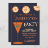 楽しいカジュアルなクールなコックテールパーティー スイート16 招待状 (正面/裏面)