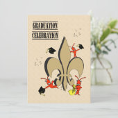 楽しいカジュアルなザリガニの卒業パーティー 招待状 (スタンド正面)