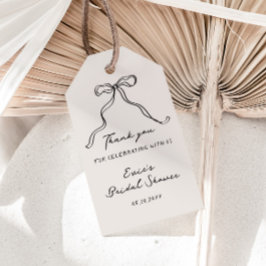 楽しいカジュアルな手描きのリボン ブライダルシャワー ギフトタグ
