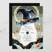 楽しいカスタマイズ可能なマジックウィザードの誕生日 招待状 (正面/裏面)