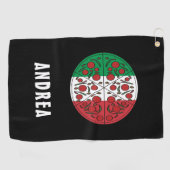 楽しいカスタムネーム イタリア イタリア国旗 ペパロニ ピザ ゴルフタオル (横)