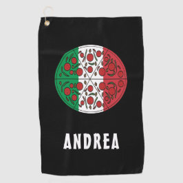 楽しいカスタムネーム イタリア イタリア国旗 ペパロニ ピザ ゴルフタオル