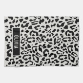 楽しいカスタムネーム スノーレパード 動物プリントパターン キッチンタオル (横)