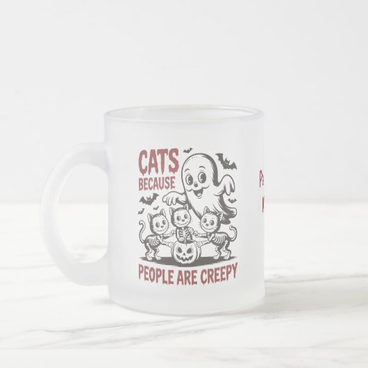 楽しいカスタムハロウィン猫 フロストグラスマグカップ (左)