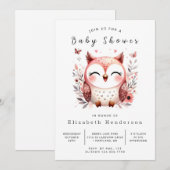 楽しいカスタムフクロウベビーシャワー 招待状 (正面/裏面)