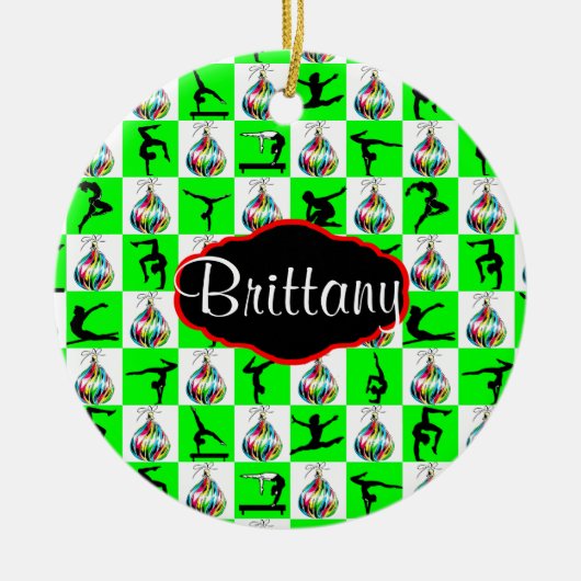 楽しいカスタム体操クリスマス飾り セラミックオーナメント (正面)