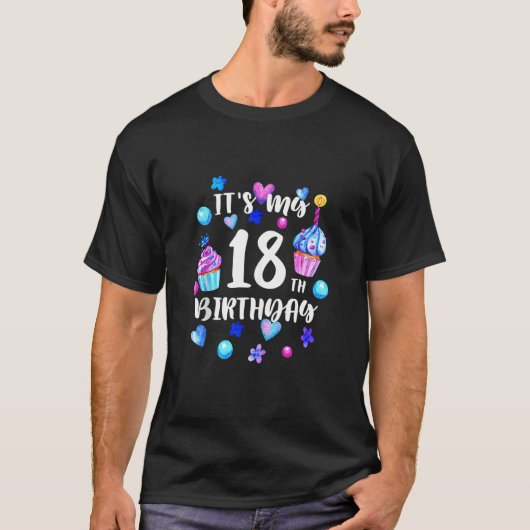 楽しいカップケーキ 私の18歳の誕生日Tシャツ 18歳 Tシャツ (正面)