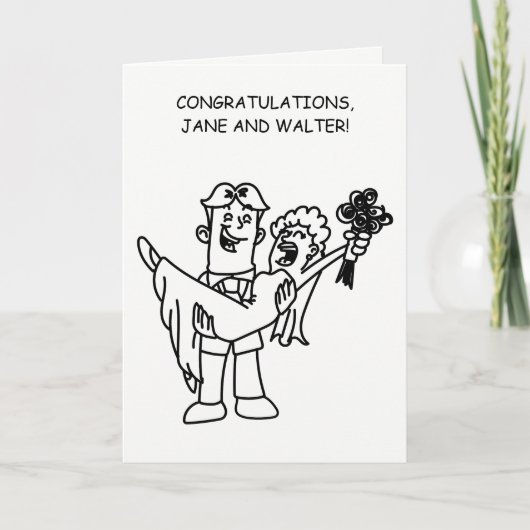 楽しいカップルの結婚式おめでとう カード (正面)