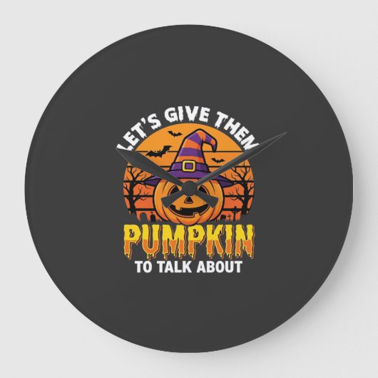 楽しいカボチャのハロウィンパンデザイン2 (1)_1 ラージ壁時計 (正面)