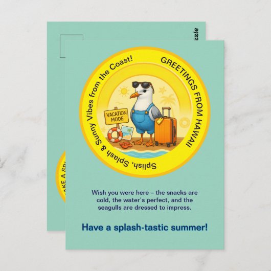楽しいカモメのスパッシュタスティックな晴れた目的地の挨拶 ポストカード (正面/裏面)