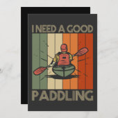 楽しいカヤックのオールが必要 面白いカヤック パドルボード 招待状 (正面/裏面)