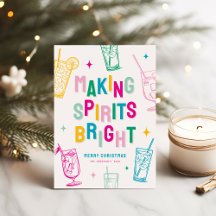 楽しいカラフルなクリスマスカード "Making Spirits Bright"