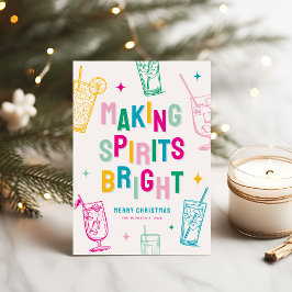 楽しいカラフルなクリスマスカード "Making Spirits Bright" シーズンカード