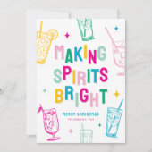 楽しいカラフルなクリスマスカード "Making Spirits Bright" シーズンカード (正面)