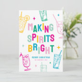 楽しいカラフルなクリスマスカード "Making Spirits Bright" シーズンカード (スタンド正面)