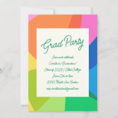 楽しいカラフルなスクリプト 太字 レインボー 卒業パーティー 招待状 (正面)