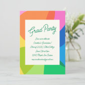 楽しいカラフルなスクリプト 太字 レインボー 卒業パーティー 招待状 (スタンド正面)