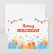 楽しいカラフルなハッピーバースデー ポストカード (正面/裏面)