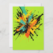 楽しいカラフルなペイントボールスプラッターグリーンパーティー 招待状 (裏面)