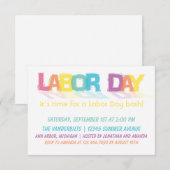 楽しいカラフルなレイバー・デー 招待状 (正面/裏面)