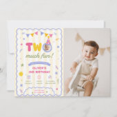 楽しいカラフルな写真 少年 2歳の誕生日写真 招待状 (正面)