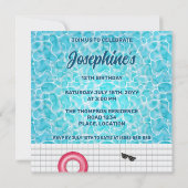 楽しいカラフルな夏のプールパーティーお誕生日会 招待状 (裏面)