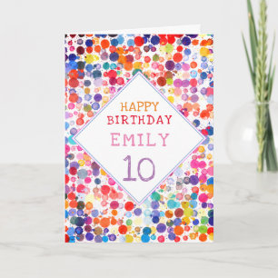 楽しいカラフルな水彩絵の具のしみ 子供の誕生日 カード