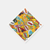 楽しいカラフルな漫画のタイポグラフィ スタンダードカクテルナプキン (角)
