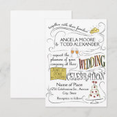 楽しいカラフルな結婚式の招待状デザイン 招待状 (正面/裏面)