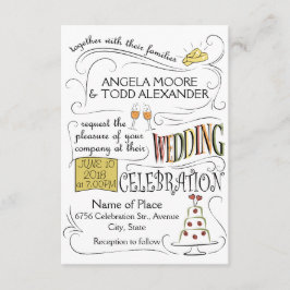 楽しいカラフルな結婚式の招待状デザイン 招待状