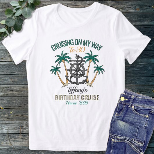 楽しいカラフルな30歳の誕生日クルーズ2026 名前 トライブレンドTシャツ