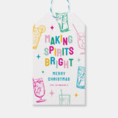 楽しいカラフルな「Making Spirits Bright'」のクリスマス ギフトタグ (正面)