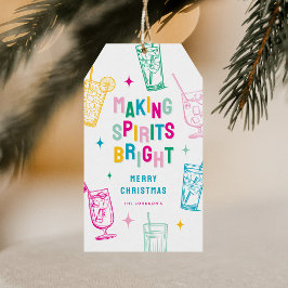 楽しいカラフルな「Making Spirits Bright'」のクリスマス ギフトタグ