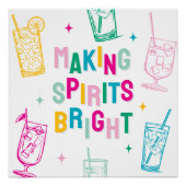 楽しいカラフルな「Making Spirits Bright」のクリスマス ポスター (正面)