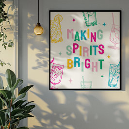 楽しいカラフルな「Making Spirits Bright」のクリスマス ポスター