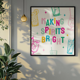 楽しいカラフルな「Making Spirits Bright」のクリスマス ポスター